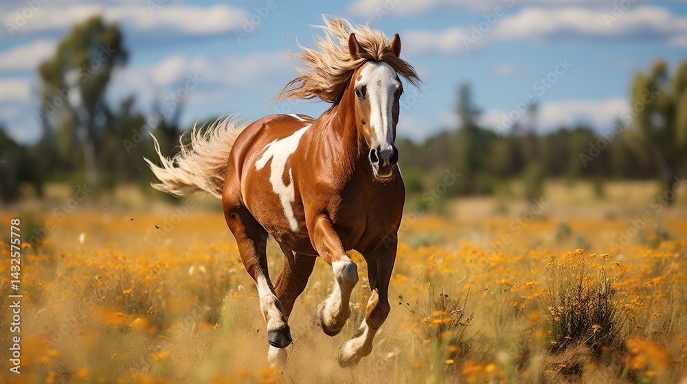 Running Horse in a Field Running Horse in a Field
