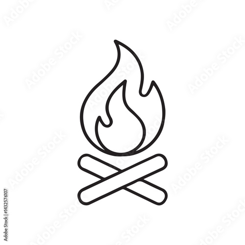 Campfire Illustration (Outline Style)