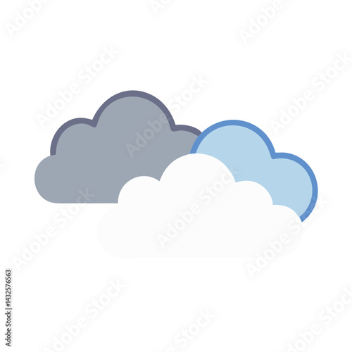 Three Simple Clouds Vector Design on Black Background