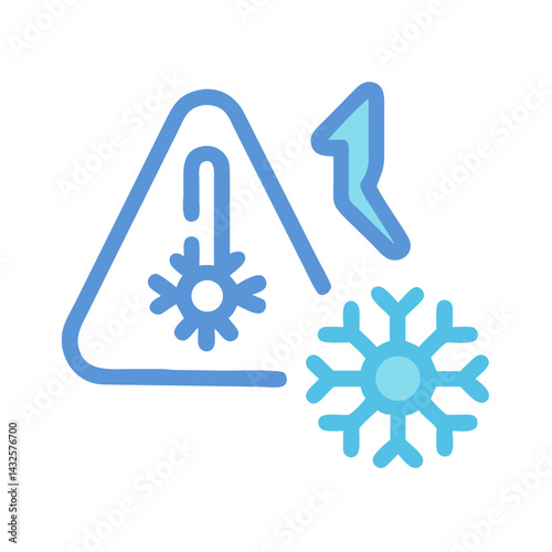 Icy Temperature Danger Symbol with Lightning Bolt Graphic