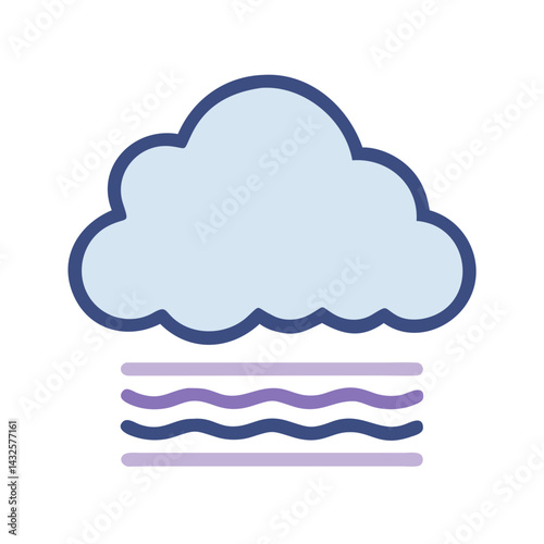 Fog over water, graphic design, weather condition icon