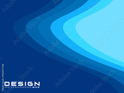 Blue wave vector abstract background flat design stock illustration. Geometric abstract background colorful gradient cyan and blue wave pattern background. Blue Wave Background.