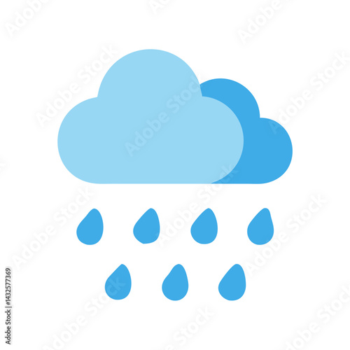 Blue cloud with raindrops on a black background
