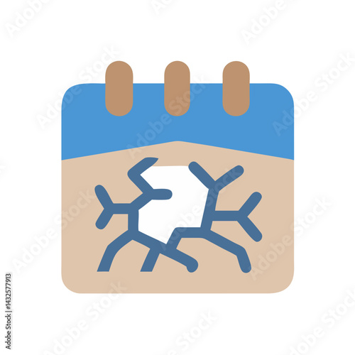 Drought Season Calendar Icon, Climate Change Event Indicator