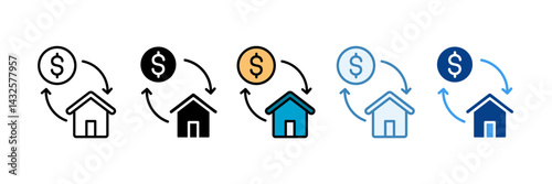 Refinancing  Icon Set Multiple Style Collection