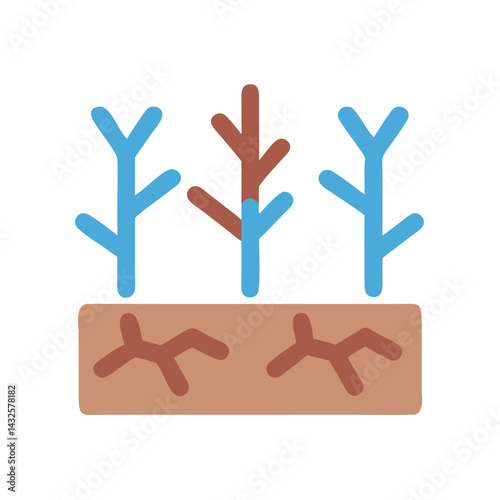 Drought Affected Plants Icon, Climate Change Concept Illustration
