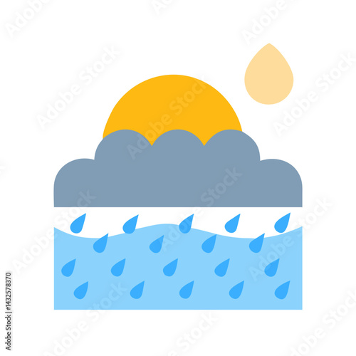 Simple Weather Icon Featuring Rain Cloud and Sunshine