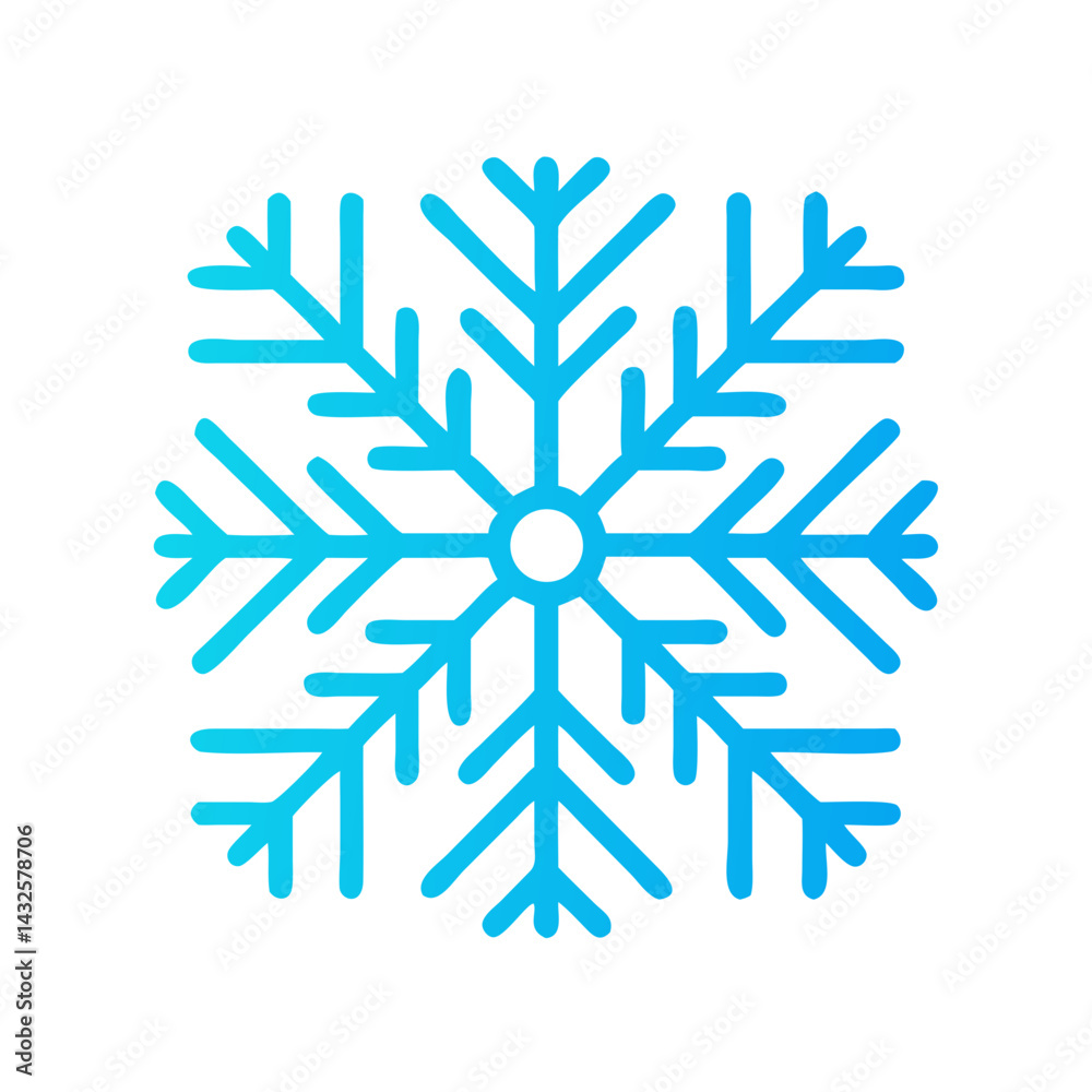 Gradient Blue Snowflake Icon on Black Background Vector Gradient Blue Snowflake Icon on Black Background Vector