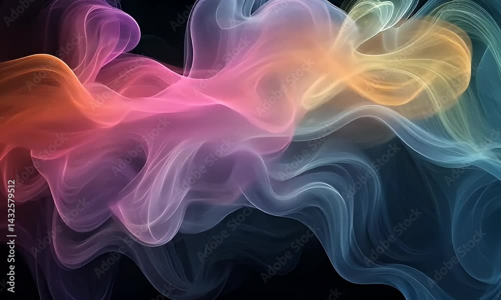 Abstract, colorful, flowing lines on dark background. Abstract, colorful, flowing lines on dark background.