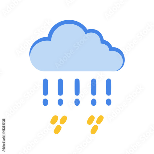 Blue cloud exclamation point rain warning vector icon
