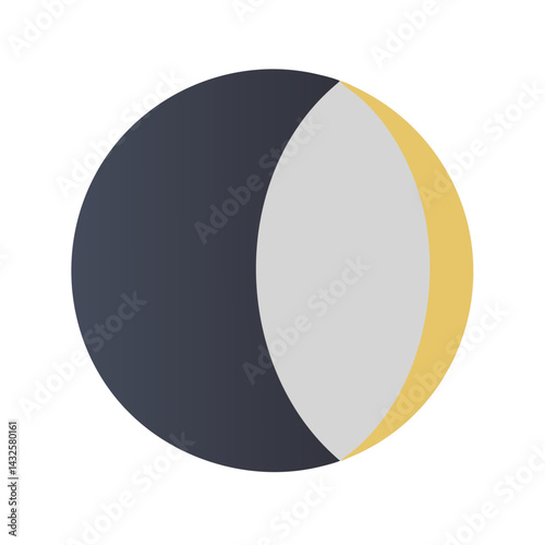 Crescent Moon Phase: Isolated Astrological and Celestial Illustration