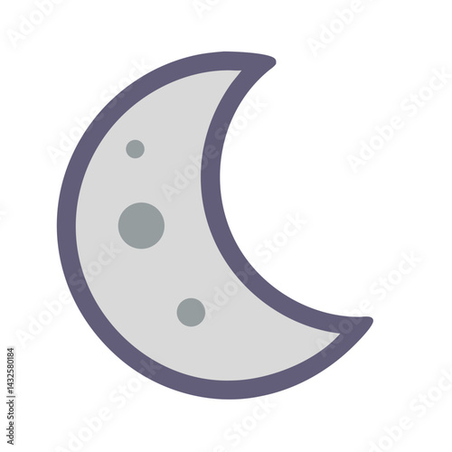 Crescent Moon with Craters Icon on Black Background