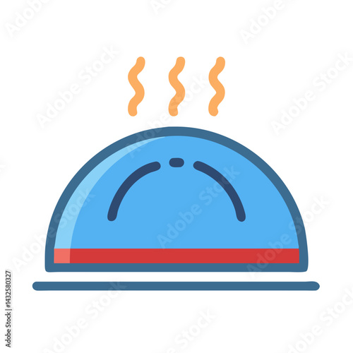 Delicious meal under serving dish, steaming with freshness.