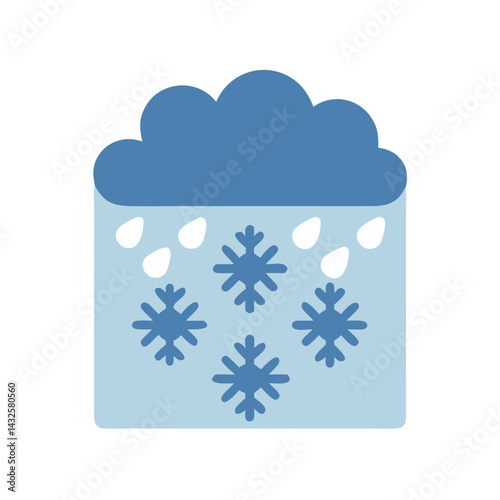 Cloud with Rain and Snow Weather Icon Graphic