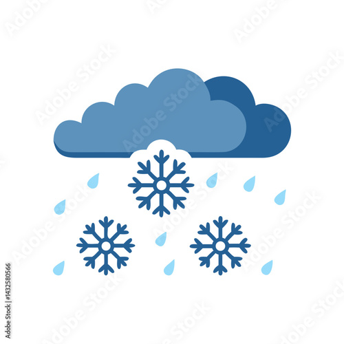 Snow and Rain Cloud Icon Vector Graphic Illustration