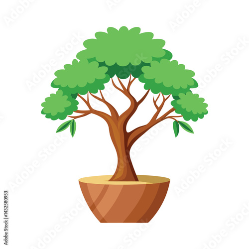 A green tree growing in a pot isolate on transparent background