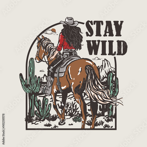 Stay Wild Cowgirl Vintage Cactus Design