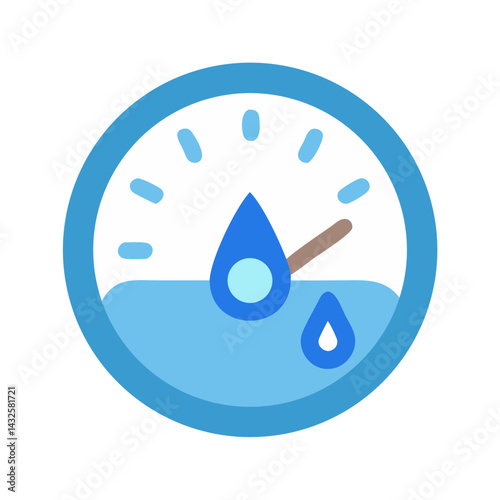 Water Level Gauge Icon for Hydration or Moisture