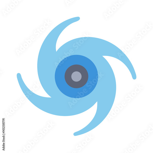 Stylized Blue Hurricane Icon on Black Background