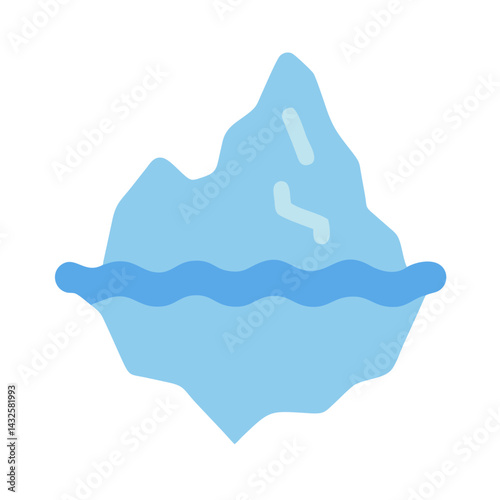 Illustrative Iceberg Icon on Black Background, Global Warming