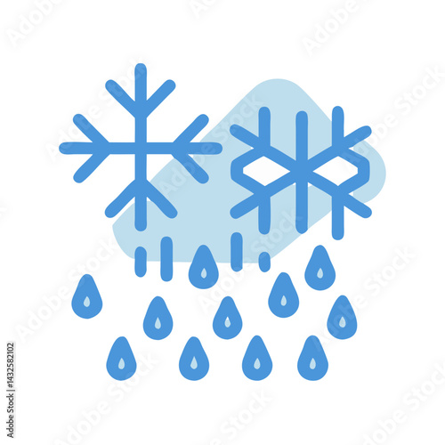 Snow and rain icon with black background illustration