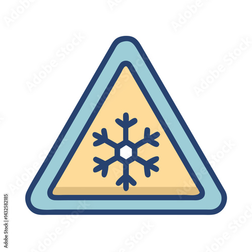 Ice Warning Sign Icon Illustration, Road Danger