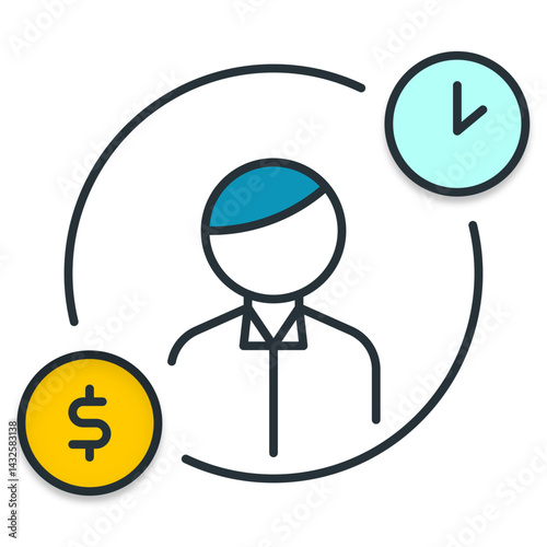 Employee Salary Work SVG Vector Icon – Flat Design for Compensation, Pay, Employment, Earnings, Wage, and Professional Work

