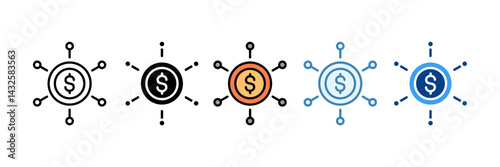 Financial Network  Icon Set Multiple Style Collection