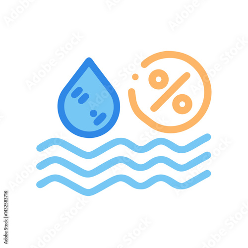 Humidity level icon with water drop and percentage