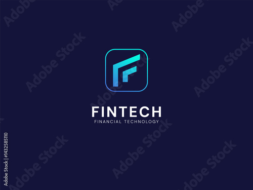 FinTech Financial Technology with letter F network lines technology Analysis logo vector design concept. Letter f logotype symbol for digital finance, ui, technology, investment, business, new tech.