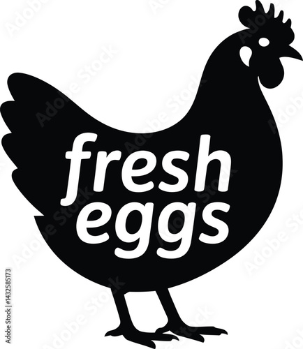 Vector illustration icon of a free range chicken beside a free range sign