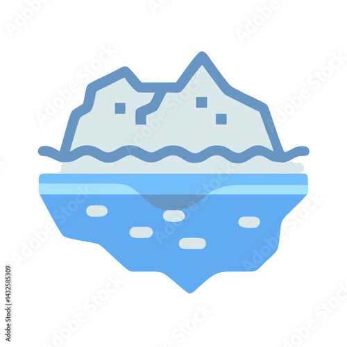 Iceberg icon illustration, iceberg above and below the water
