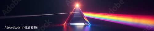 A triangular prism separating white light into a spectrum , prism experiment, spectrum, glass