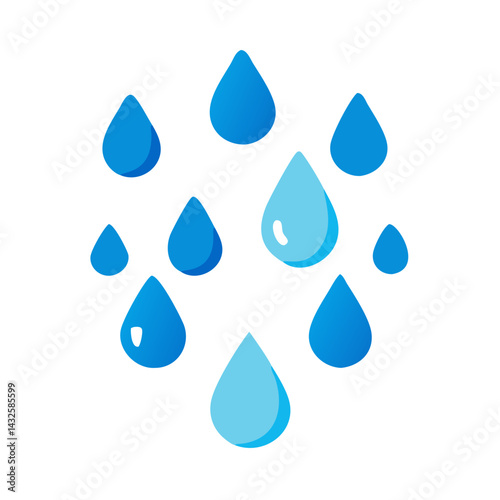 Blue water drops falling illustration on black background