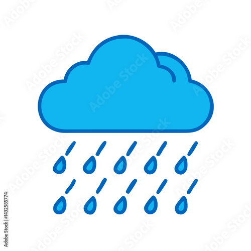 Fototapeta Blue cloud raining icon on black backdrop image