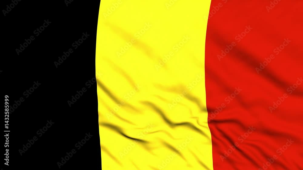 National flag of Belgium. Seamless  flag of Belgium waving in the wind