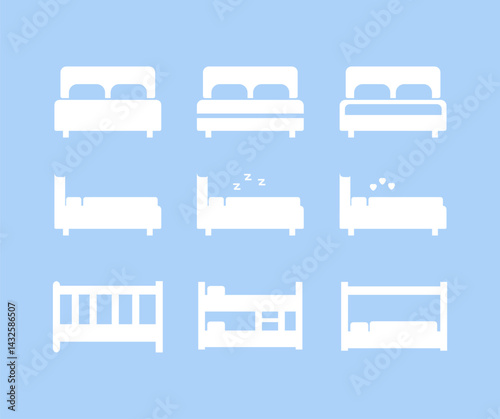 simple bed icon design collection
