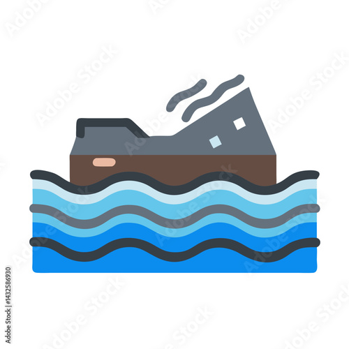 Sinking Ship Icon: Maritime Disaster and Nautical Loss
