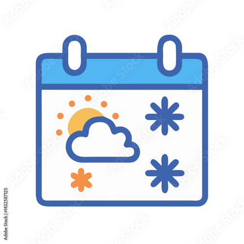 Winter Weather Forecast Calendar Page Icon Illustration