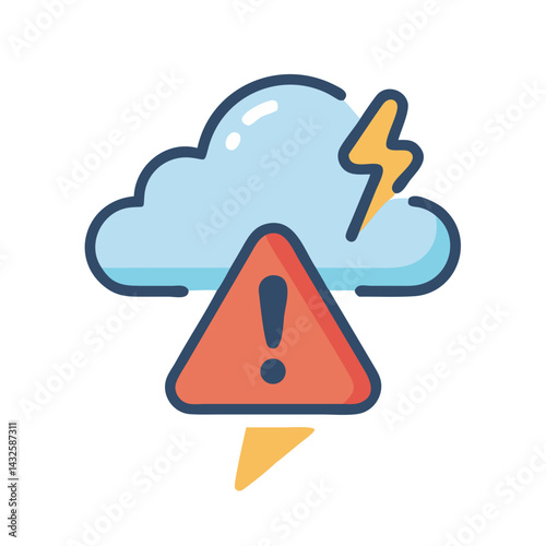 Thunderstorm Cloud with Exclamation Mark, Danger Weather Icon
