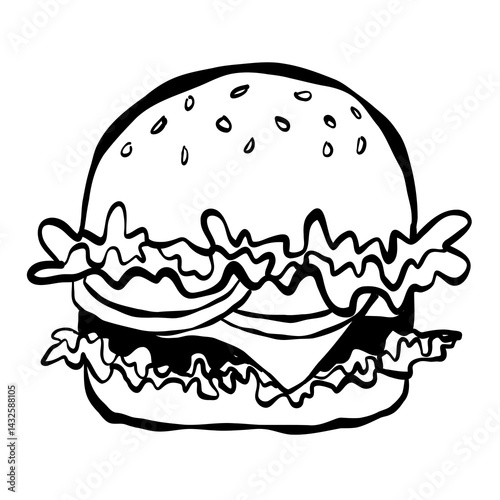 Hand drawn Hamberker sketch illustration with artistic and natural design elements