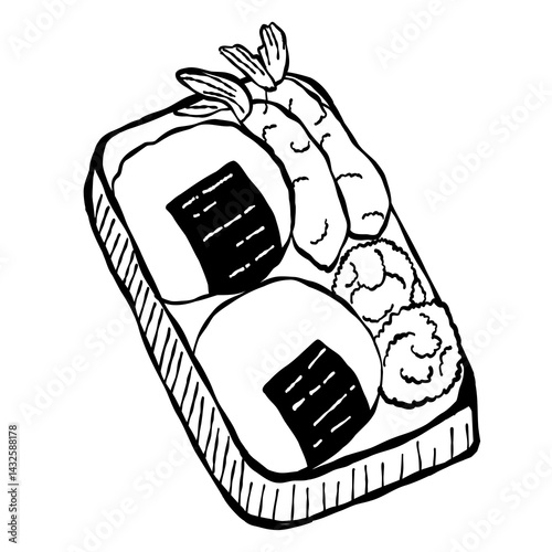 Hand drawn Bento sketch illustration with artistic and natural design elements