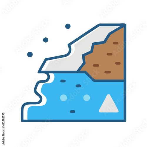 Coastal Erosion Icon: Land, Water, and a Delta