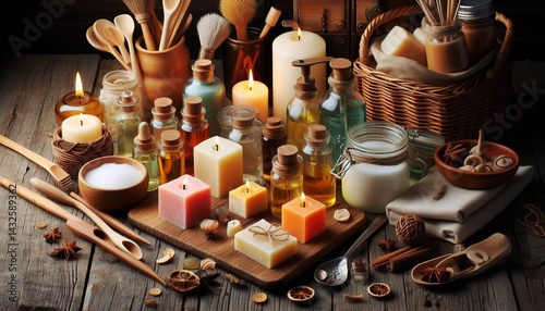 Candle and soap making equipment with various fragrances and col