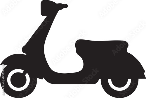 A Solid Vector Silhouette of Scooter on White Background, scooter vector illustration
