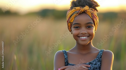 Smiling Girl Crossing Hands for Positive and Lifestyle Photography photo