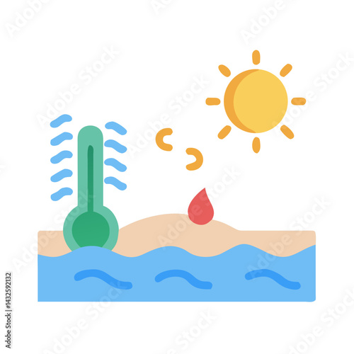 Melting glaciers and climate change icon illustration