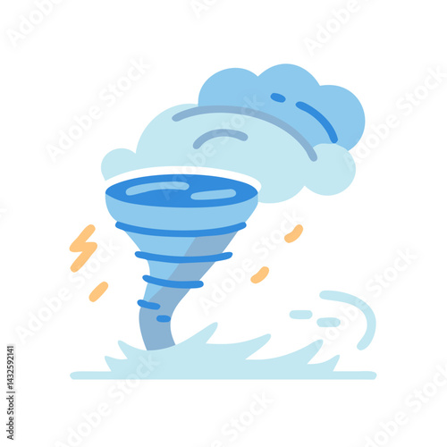 Tornado Weather Disaster Illustration Icon on Black Background