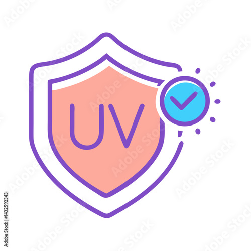 UV protection shield icon with checkmark - isolated