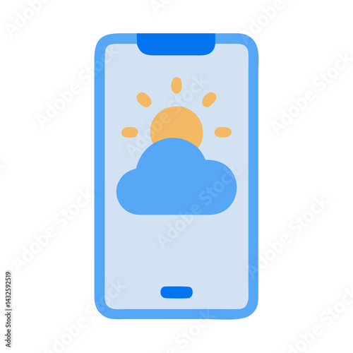 Weather forecast on a smartphone, sun and cloud